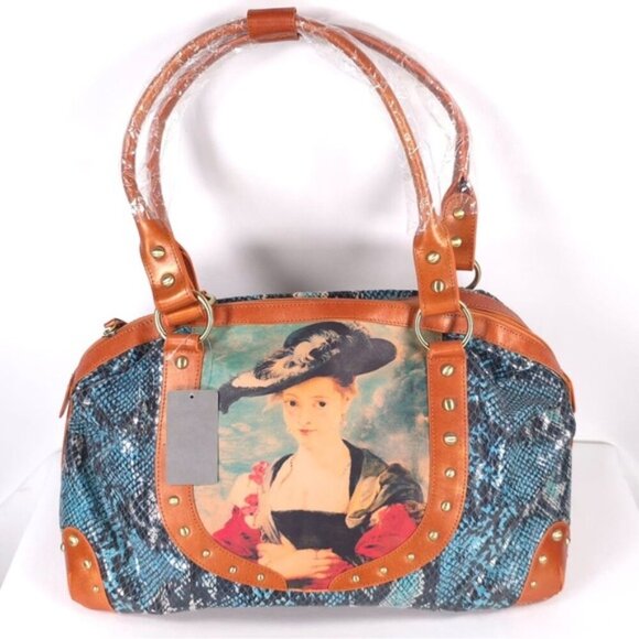 Sharif Handbags - NWT Original by Sharif 1827 Handbag Leather Hand Painted Susanna Lunden Art